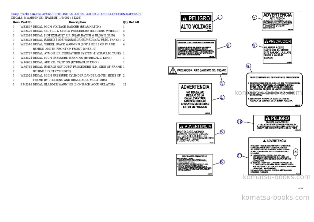 Komatsu afe62-t 930e-4se s/n a31022, a31024 & a31033 antamina Parts catalog cover Komatsu afe62-t 930e-4se s/n a31022, a31024 & a31033 antamina Parts catalog cover