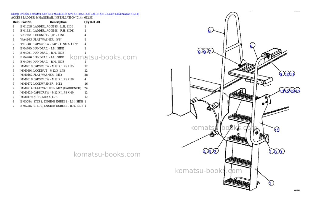 Komatsu afe62-t 930e-4se s/n a31022, a31024 & a31033 antamina Parts catalog cover Page 7 Komatsu afe62-t 930e-4se s/n a31022, a31024 & a31033 antamina Parts catalog cover Page 7