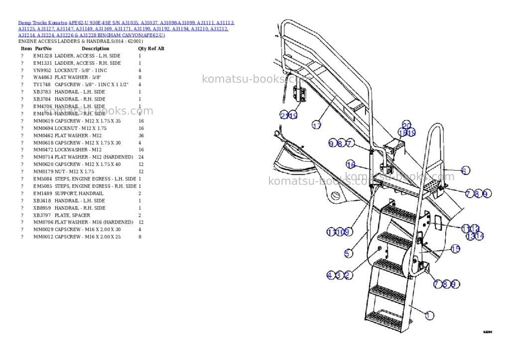Komatsu afe62-u 930e-4se s/n a31035, a31037, a31098-a31099, a31111, a31113, a31125, a31127, a31147, a31149, a31169, a31171, a31190, a31192, a31194, a31210, a31212, a31214, a31224, a31226 & a31228 bingham canyon Parts catalog cover Page 7 Komatsu afe62-u 930e-4se s/n a31035, a31037, a31098-a31099, a31111, a31113, a31125, a31127, a31147, a31149, a31169, a31171, a31190, a31192, a31194, a31210, a31212, a31214, a31224, a31226 & a31228 bingham canyon Parts catalog cover Page 7