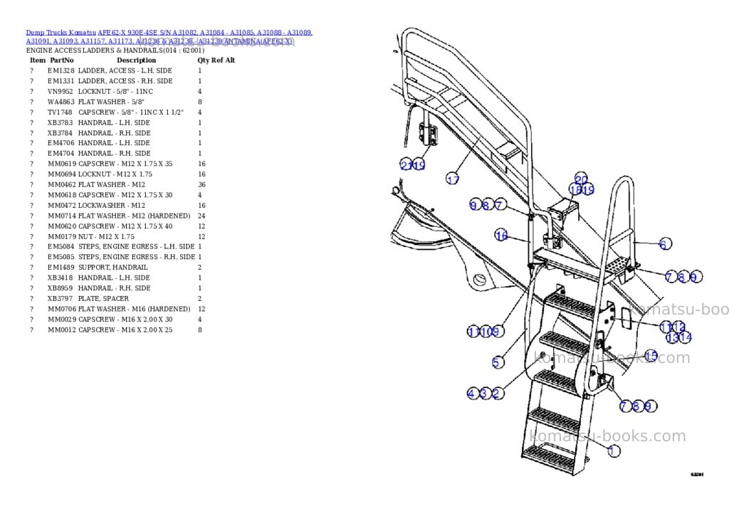 Komatsu afe62-x 930e-4se s/n a31082, a31084 - a31085, a31088 - a31089, a31091, a31093, a31157, a31173, a31236 & a31238 - a31239 antamina Parts catalog cover Page 7