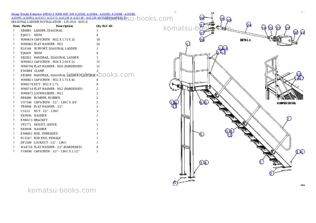 Komatsu afe62-x 930e-4se s/n a31082, a31084 - a31085, a31088 - a31089, a31091, a31093, a31157, a31173, a31236 & a31238 - a31239 antamina Parts catalog cover Page 8