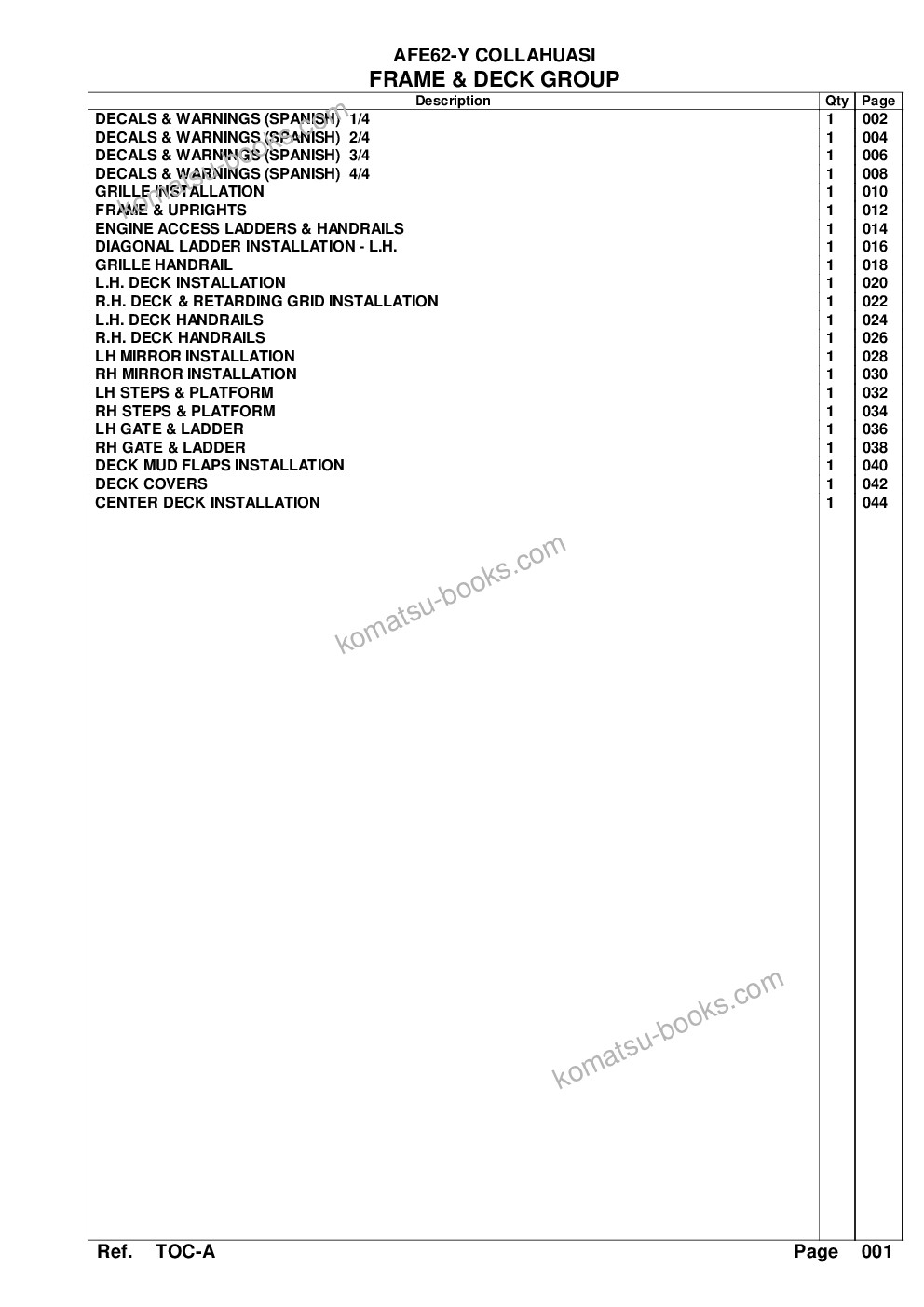 Komatsu afe62-y 930e-4se s/n a31105 & a31107 collahuasi Parts catalog cover Page 3 Komatsu afe62-y 930e-4se s/n a31105 & a31107 collahuasi Parts catalog cover Page 3
