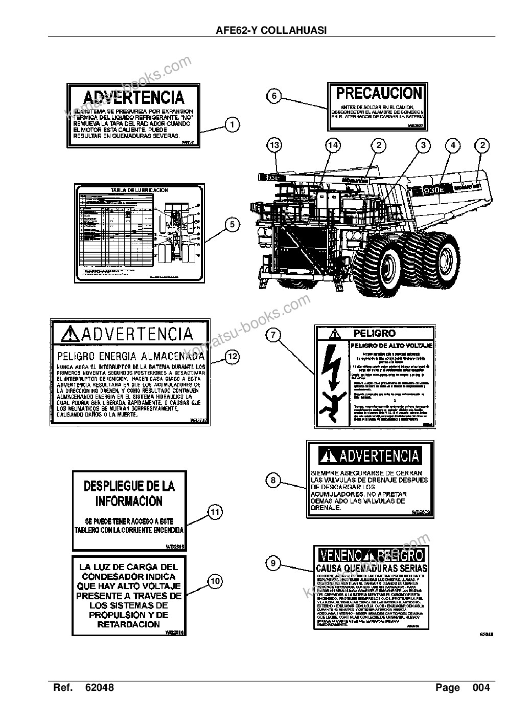Komatsu afe62-y 930e-4se s/n a31105 & a31107 collahuasi Parts catalog cover Page 6 Komatsu afe62-y 930e-4se s/n a31105 & a31107 collahuasi Parts catalog cover Page 6