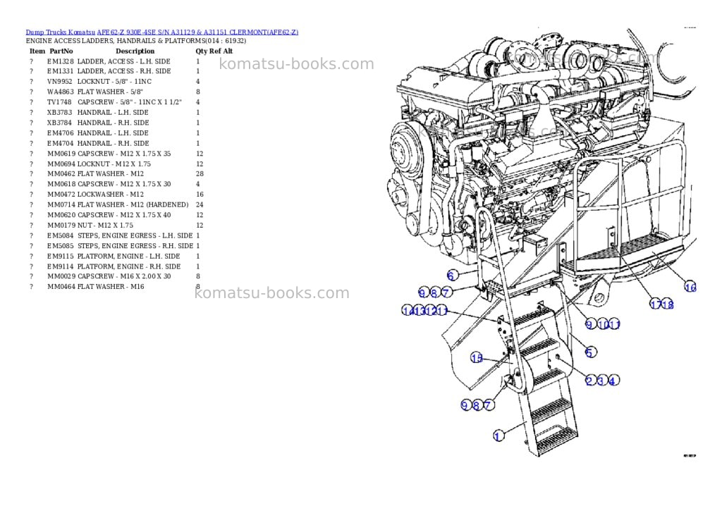 Komatsu afe62-z 930e-4se s/n a31129 & a31151 clermont Parts catalog cover Page 7 Komatsu afe62-z 930e-4se s/n a31129 & a31151 clermont Parts catalog cover Page 7