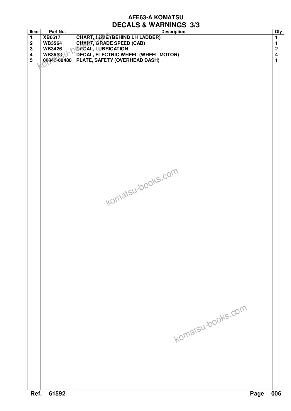 Komatsu afe63-a 960e-1k s/n a50003 - a50008 komatsu Parts catalog cover Page 9