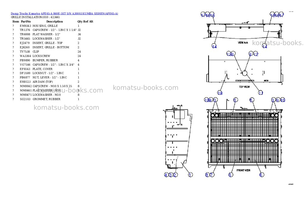 Komatsu afe65-a 860e-1kt s/n a30003 kumba sishen Parts catalog cover Page 5