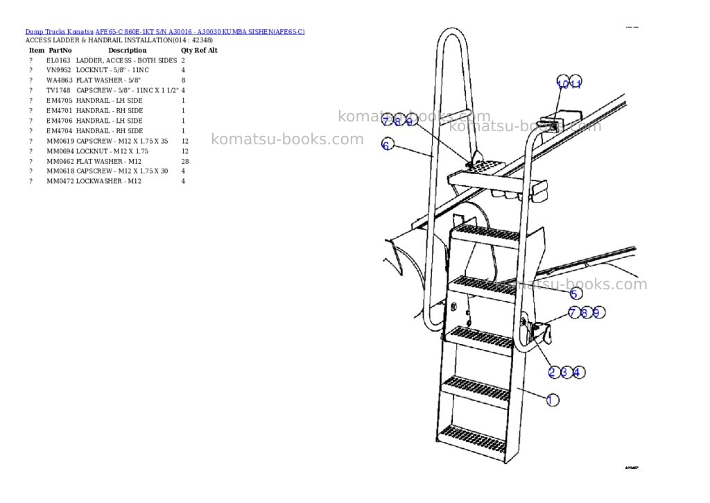 Komatsu afe65-c 860e-1kt s/n a30016 - a30030 kumba sishen Parts catalog cover Page 7 Komatsu afe65-c 860e-1kt s/n a30016 - a30030 kumba sishen Parts catalog cover Page 7