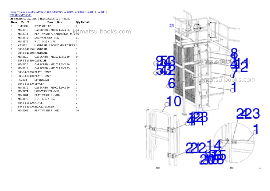 Komatsu afe65-e 860e-1kt s/n a30102 - a30106 & a30111 - a30116 exxaro Parts catalog cover Page 10 Komatsu afe65-e 860e-1kt s/n a30102 - a30106 & a30111 - a30116 exxaro Parts catalog cover Page 10