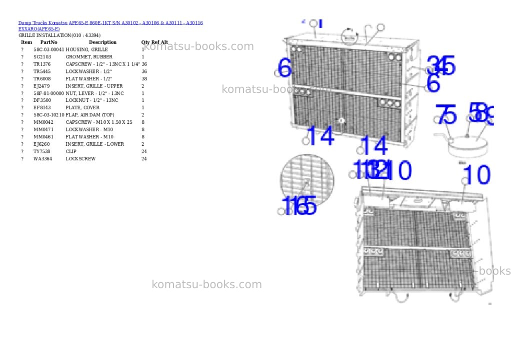 Komatsu afe65-e 860e-1kt s/n a30102 - a30106 & a30111 - a30116 exxaro Parts catalog cover Page 5 Komatsu afe65-e 860e-1kt s/n a30102 - a30106 & a30111 - a30116 exxaro Parts catalog cover Page 5