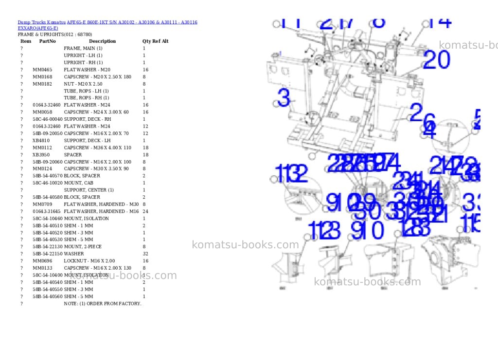 Komatsu afe65-e 860e-1kt s/n a30102 - a30106 & a30111 - a30116 exxaro Parts catalog cover Page 6 Komatsu afe65-e 860e-1kt s/n a30102 - a30106 & a30111 - a30116 exxaro Parts catalog cover Page 6