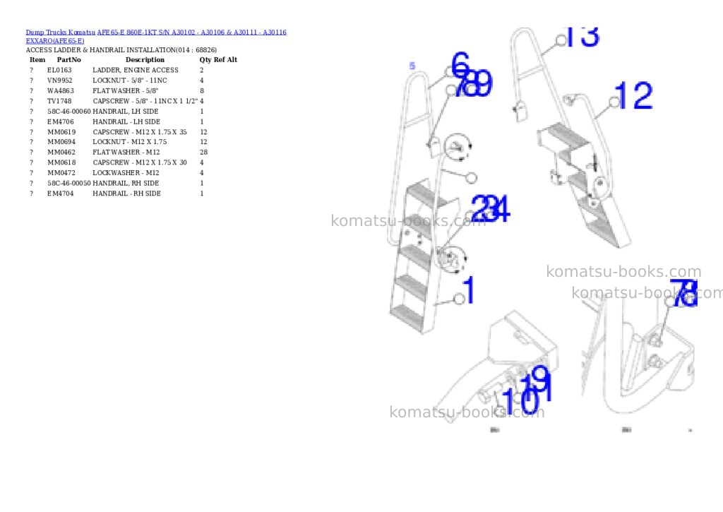 Komatsu afe65-e 860e-1kt s/n a30102 - a30106 & a30111 - a30116 exxaro Parts catalog cover Page 7 Komatsu afe65-e 860e-1kt s/n a30102 - a30106 & a30111 - a30116 exxaro Parts catalog cover Page 7