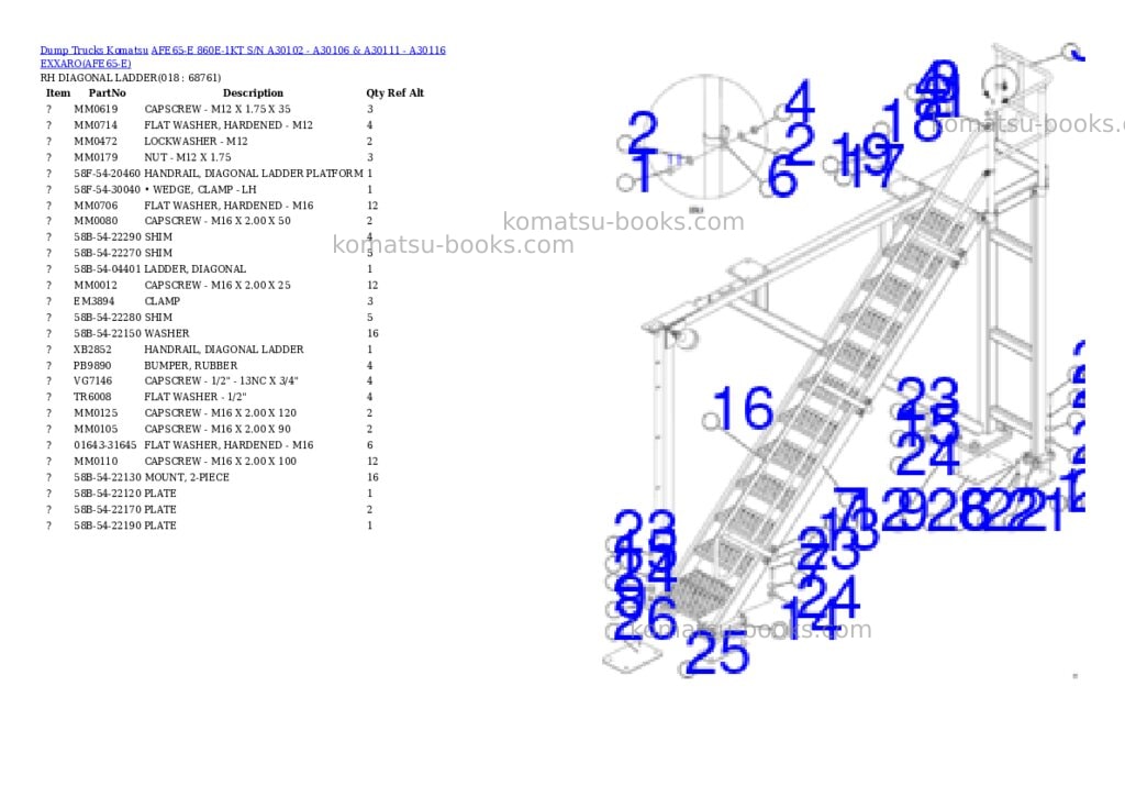 Komatsu afe65-e 860e-1kt s/n a30102 - a30106 & a30111 - a30116 exxaro Parts catalog cover Page 9 Komatsu afe65-e 860e-1kt s/n a30102 - a30106 & a30111 - a30116 exxaro Parts catalog cover Page 9