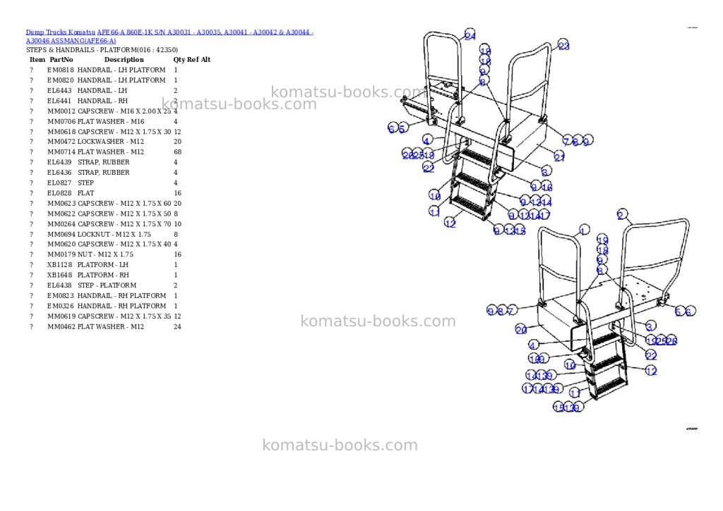 Komatsu afe66-a 860e-1k s/n a30031 - a30035, a30041 - a30042 & a30044 - a30046 assmang Parts catalog cover Page 8
