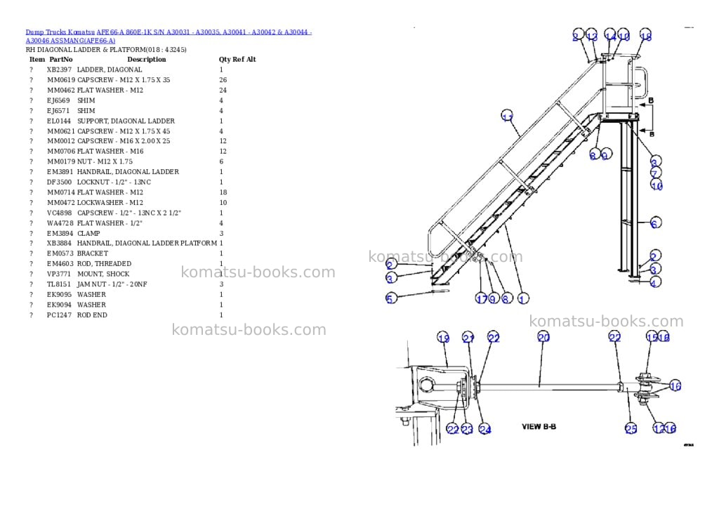 Komatsu afe66-a 860e-1k s/n a30031 - a30035, a30041 - a30042 & a30044 - a30046 assmang Parts catalog cover Page 9