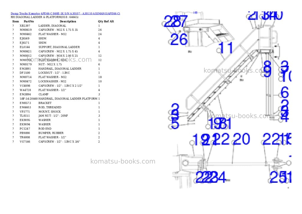 Komatsu afe66-c 860e-1k s/n a30107 - a30110 assmang Parts catalog cover Page 9