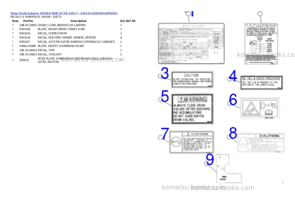 Komatsu AFE66-D 860E-1K S/N A30117 - A30118 ASSMANG Parts catalog cover Page 3 Komatsu AFE66-D 860E-1K S/N A30117 - A30118 ASSMANG Parts catalog cover Page 3