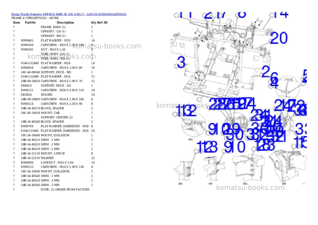 Komatsu AFE66-D 860E-1K S/N A30117 - A30118 ASSMANG Parts catalog cover Page 6 Komatsu AFE66-D 860E-1K S/N A30117 - A30118 ASSMANG Parts catalog cover Page 6