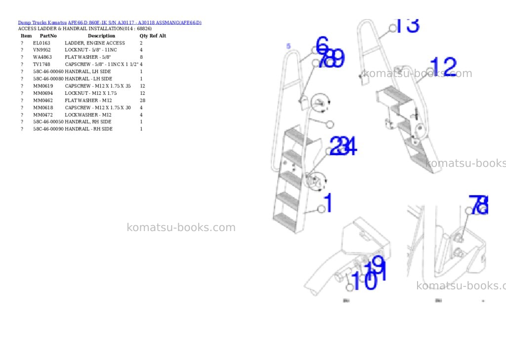 Komatsu AFE66-D 860E-1K S/N A30117 - A30118 ASSMANG Parts catalog cover Page 7 Komatsu AFE66-D 860E-1K S/N A30117 - A30118 ASSMANG Parts catalog cover Page 7