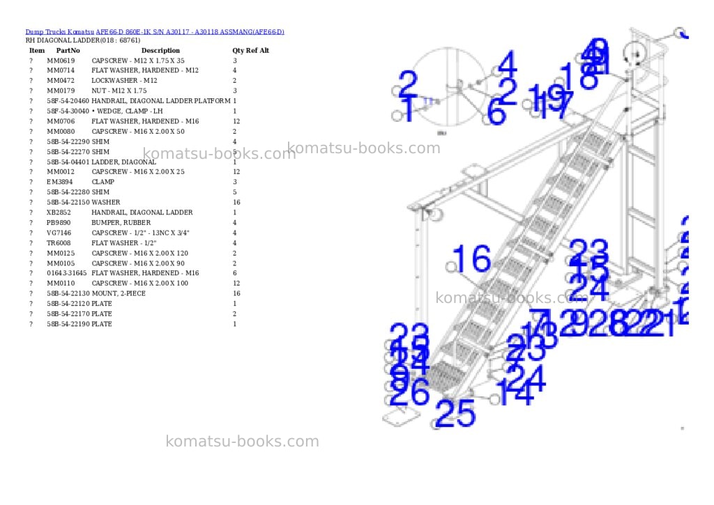 Komatsu AFE66-D 860E-1K S/N A30117 - A30118 ASSMANG Parts catalog cover Page 9 Komatsu AFE66-D 860E-1K S/N A30117 - A30118 ASSMANG Parts catalog cover Page 9
