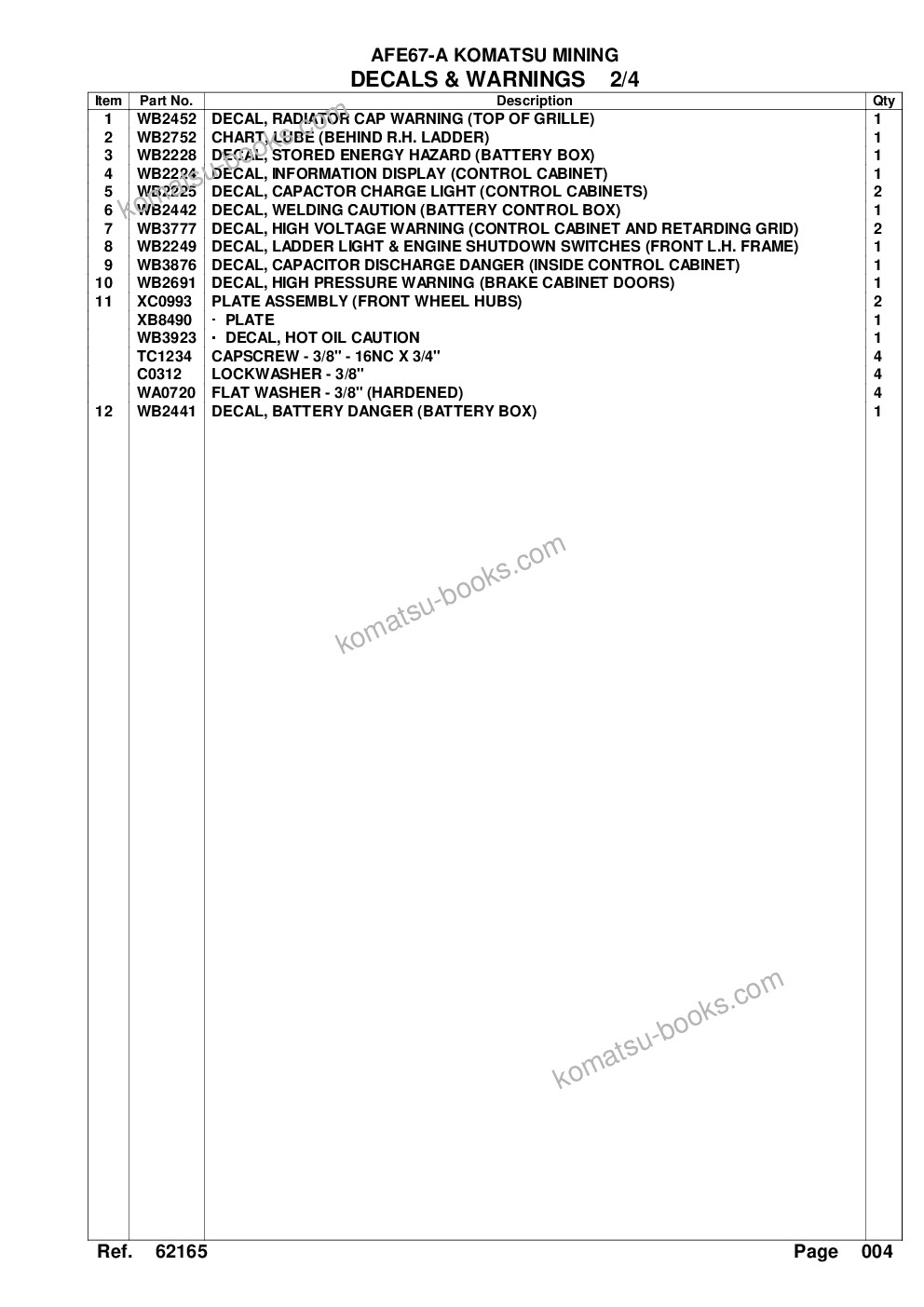 Komatsu afe67-a 960e-2 s/n a30027 - a30069 hail creek / escondida Parts catalog cover Page 7 Komatsu afe67-a 960e-2 s/n a30027 - a30069 hail creek / escondida Parts catalog cover Page 7