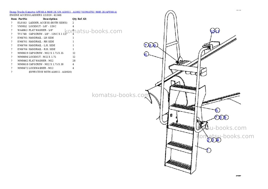 Komatsu afe68-a 960e-2k s/n a50011 - a50027 komatsu 960e-2k Parts catalog cover Page 10 Komatsu afe68-a 960e-2k s/n a50011 - a50027 komatsu 960e-2k Parts catalog cover Page 10