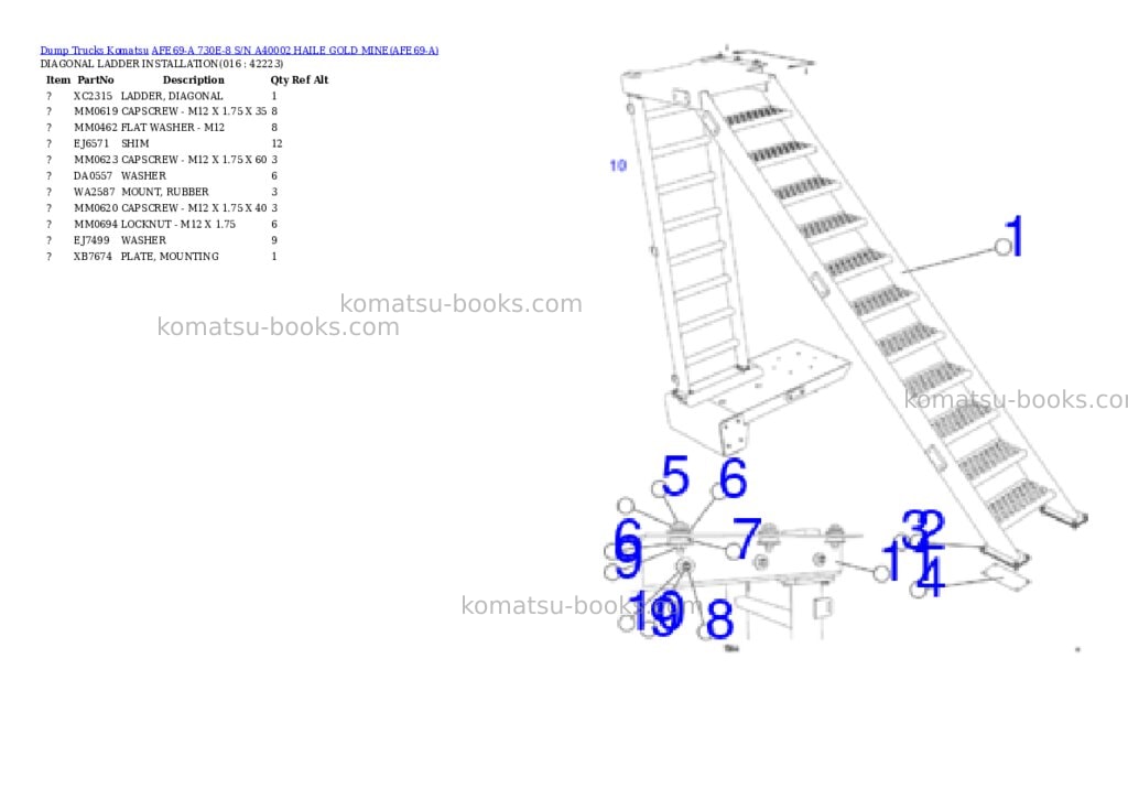 Komatsu afe69-a 730e-8 s/n a40002 haile gold mine Parts catalog cover Page 3 Komatsu afe69-a 730e-8 s/n a40002 haile gold mine Parts catalog cover Page 3