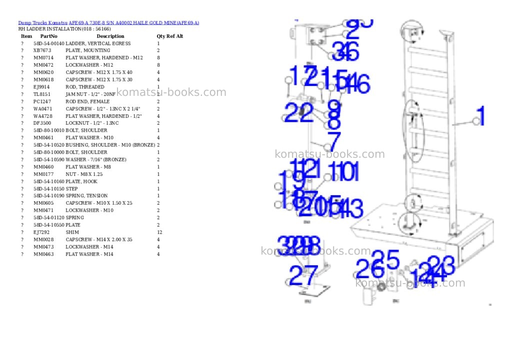Komatsu afe69-a 730e-8 s/n a40002 haile gold mine Parts catalog cover Page 4 Komatsu afe69-a 730e-8 s/n a40002 haile gold mine Parts catalog cover Page 4