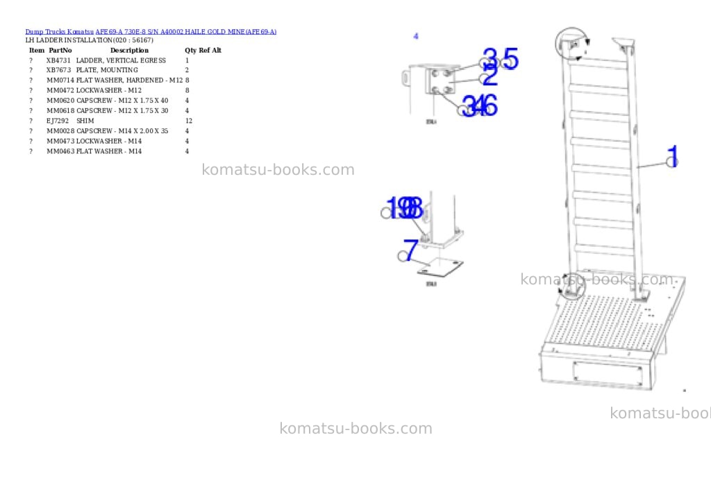 Komatsu afe69-a 730e-8 s/n a40002 haile gold mine Parts catalog cover Page 5 Komatsu afe69-a 730e-8 s/n a40002 haile gold mine Parts catalog cover Page 5