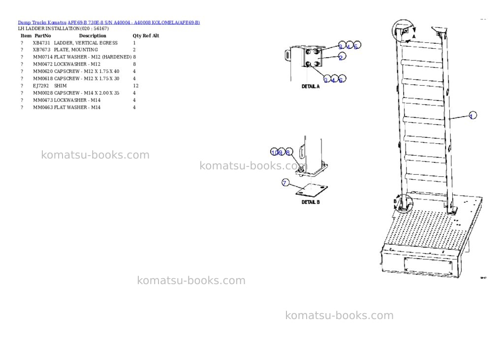 Komatsu afe69-b 730e-8 s/n a40004 - a40008 kolomela Parts catalog cover Page 10