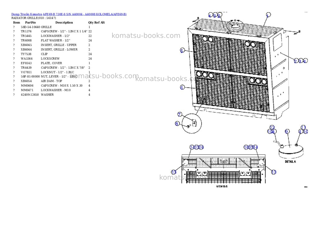 Komatsu afe69-b 730e-8 s/n a40004 - a40008 kolomela Parts catalog cover Page 5