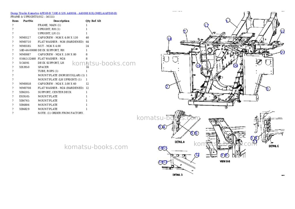 Komatsu afe69-b 730e-8 s/n a40004 - a40008 kolomela Parts catalog cover Page 6