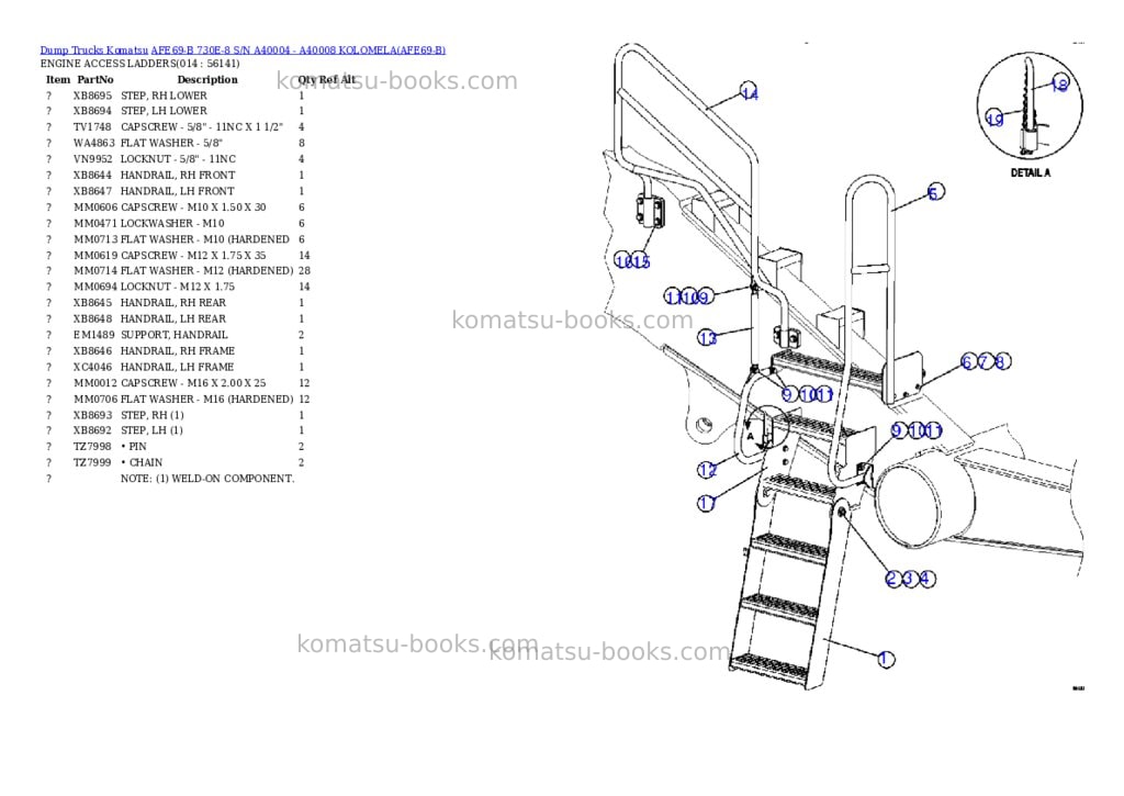 Komatsu afe69-b 730e-8 s/n a40004 - a40008 kolomela Parts catalog cover Page 7