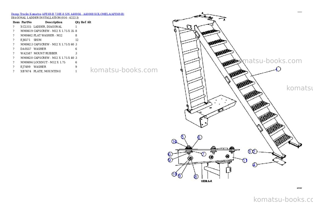 Komatsu afe69-b 730e-8 s/n a40004 - a40008 kolomela Parts catalog cover Page 8