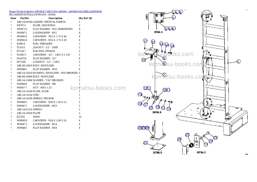 Komatsu afe69-b 730e-8 s/n a40004 - a40008 kolomela Parts catalog cover Page 9