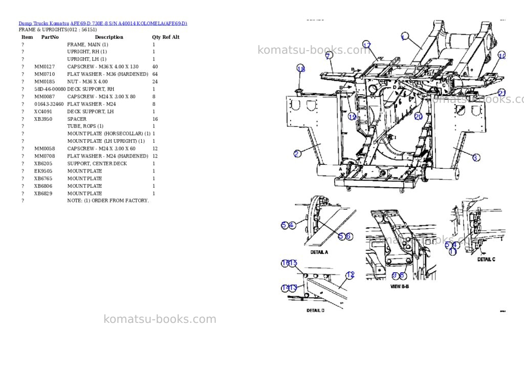 Komatsu afe69-d 730e-8 s/n a40014 kolomela Parts catalog cover Page 6 Komatsu afe69-d 730e-8 s/n a40014 kolomela Parts catalog cover Page 6