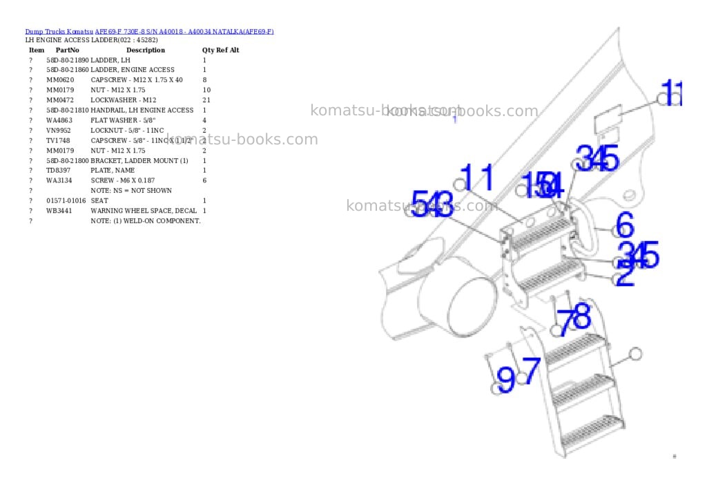 Komatsu afe69-f 730e-8 s/n a40018 - a40034 natalka Parts catalog cover Page 10 Komatsu afe69-f 730e-8 s/n a40018 - a40034 natalka Parts catalog cover Page 10