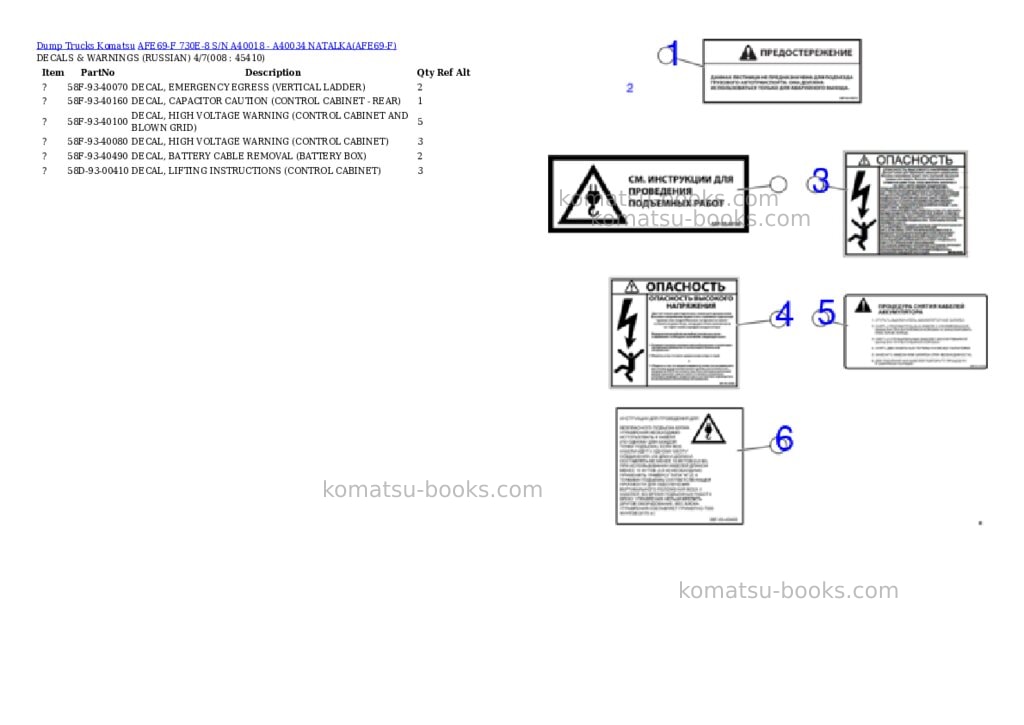 Komatsu afe69-f 730e-8 s/n a40018 - a40034 natalka Parts catalog cover Page 3 Komatsu afe69-f 730e-8 s/n a40018 - a40034 natalka Parts catalog cover Page 3