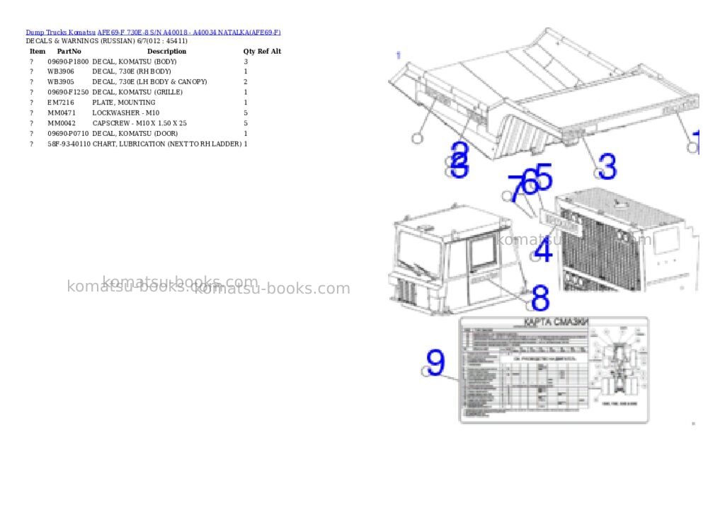 Komatsu afe69-f 730e-8 s/n a40018 - a40034 natalka Parts catalog cover Page 5 Komatsu afe69-f 730e-8 s/n a40018 - a40034 natalka Parts catalog cover Page 5