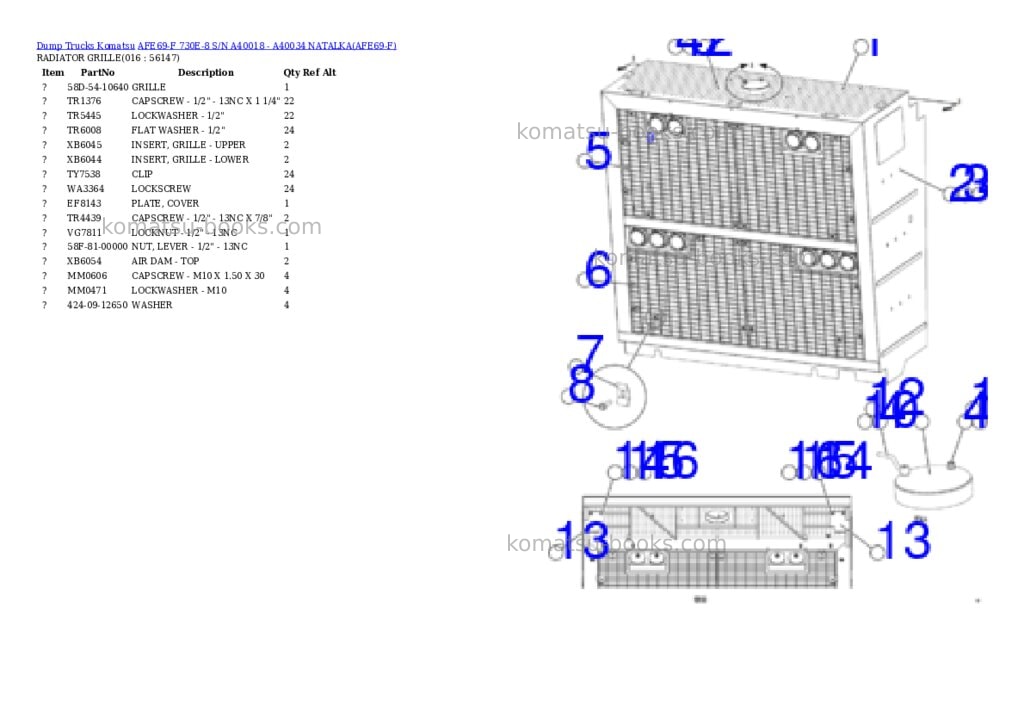 Komatsu afe69-f 730e-8 s/n a40018 - a40034 natalka Parts catalog cover Page 7 Komatsu afe69-f 730e-8 s/n a40018 - a40034 natalka Parts catalog cover Page 7
