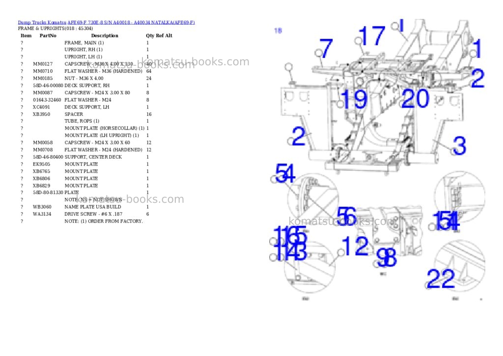 Komatsu afe69-f 730e-8 s/n a40018 - a40034 natalka Parts catalog cover Page 8 Komatsu afe69-f 730e-8 s/n a40018 - a40034 natalka Parts catalog cover Page 8