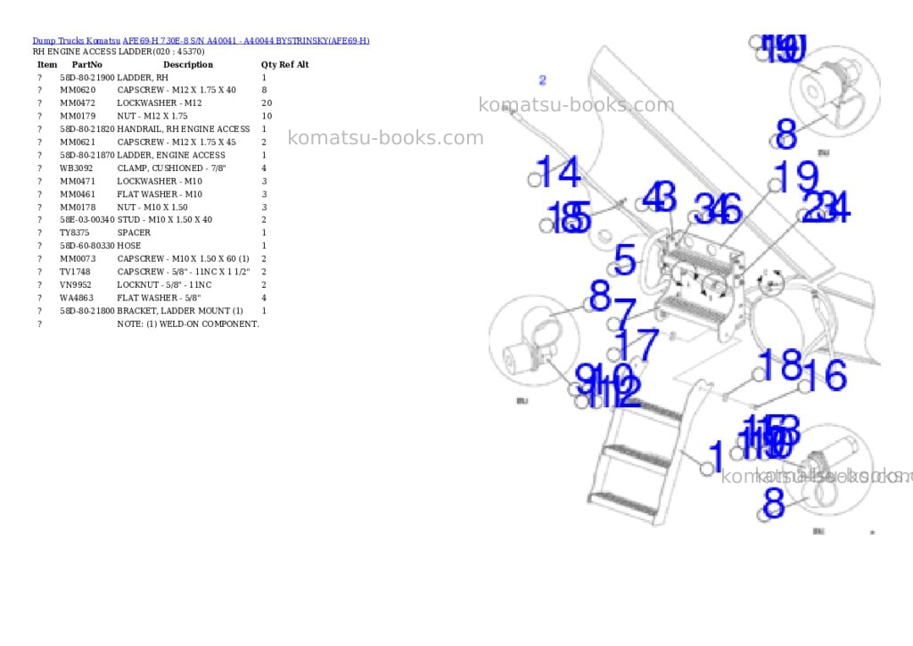 Komatsu afe69-h 730e-8 s/n a40041 - a40044 bystrinsky Parts catalog cover Page 10