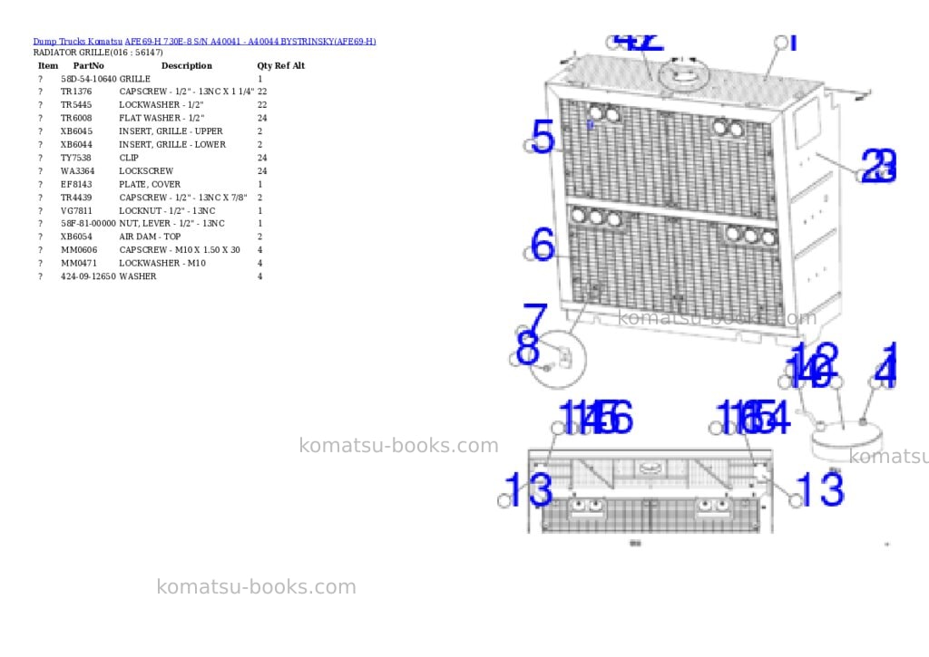 Komatsu afe69-h 730e-8 s/n a40041 - a40044 bystrinsky Parts catalog cover Page 8