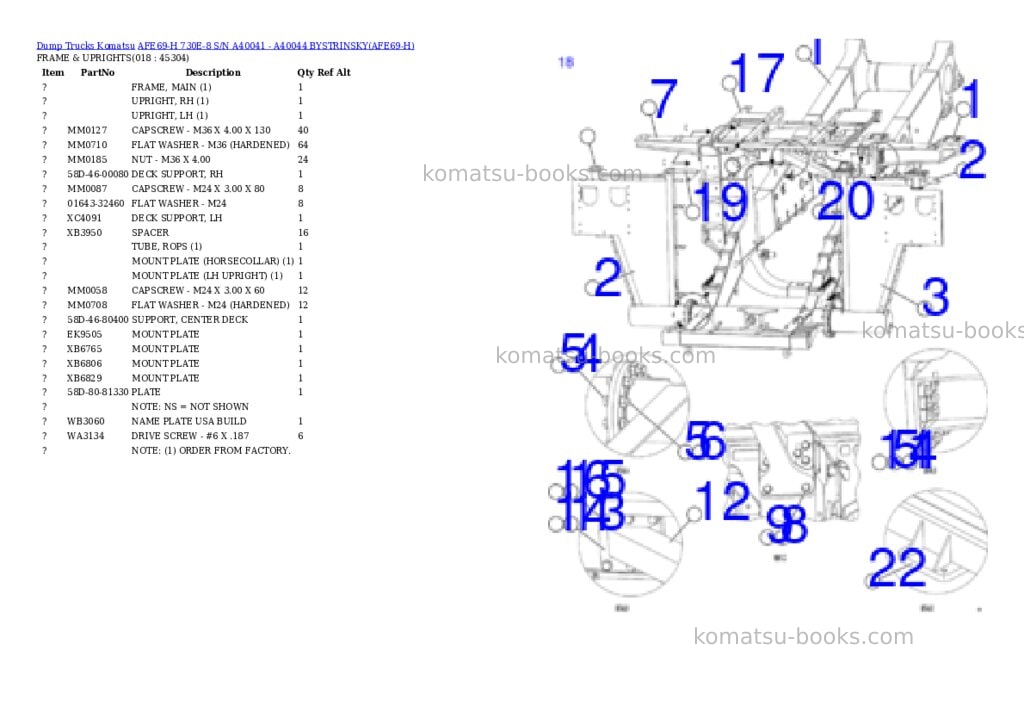 Komatsu afe69-h 730e-8 s/n a40041 - a40044 bystrinsky Parts catalog cover Page 9