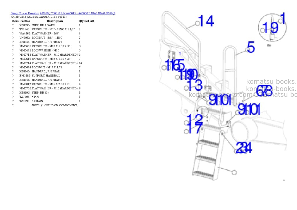 Komatsu afe69-j 730e-8 s/n a40045 - a40050 baralaba Parts catalog cover Page 8