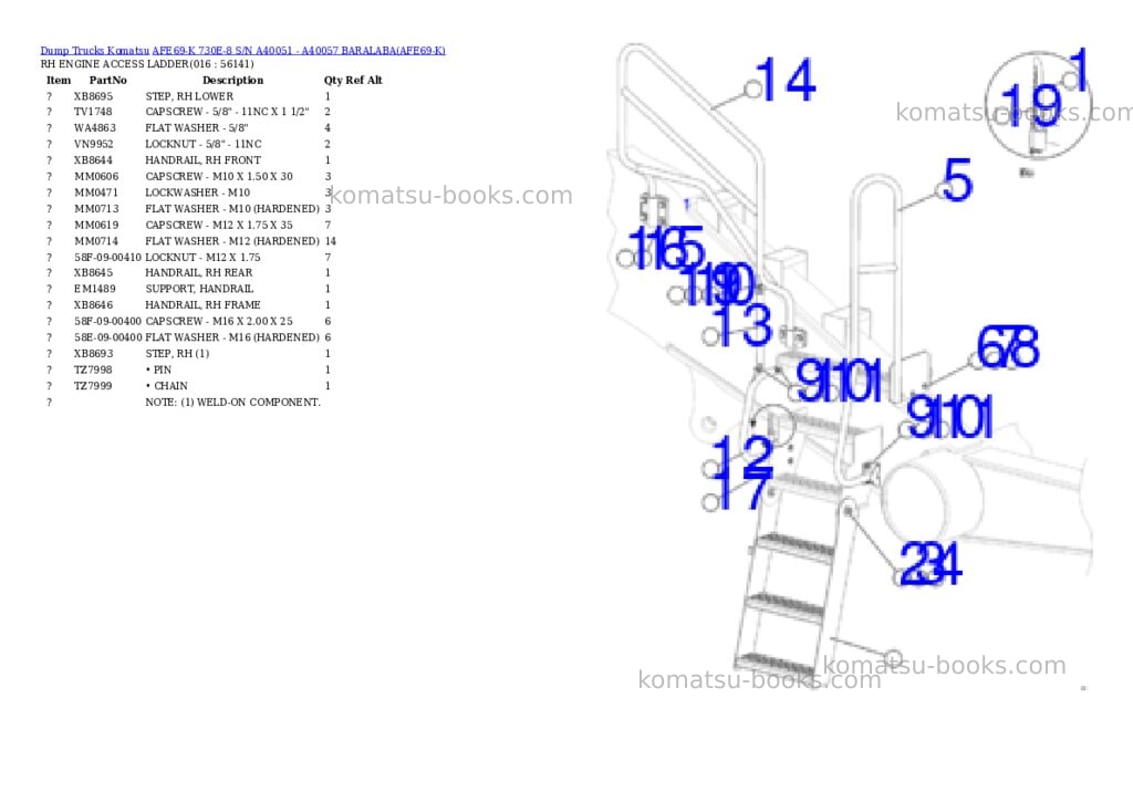 Komatsu afe69-k 730e-8 s/n a40051 - a40057 baralaba Parts catalog cover Page 8