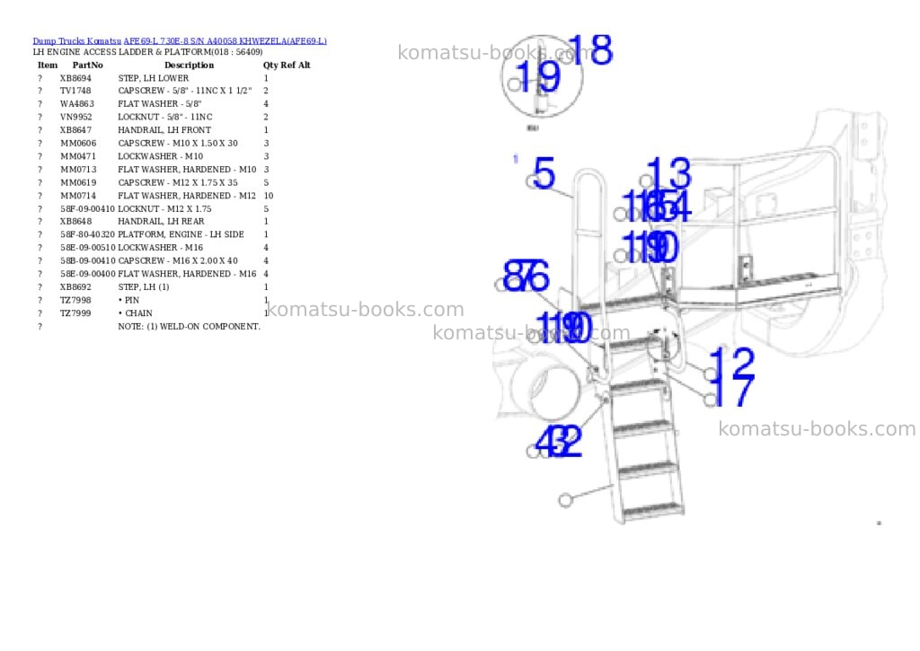 Komatsu afe69-l 730e-8 s/n a40058 khwezela Parts catalog cover Page 9