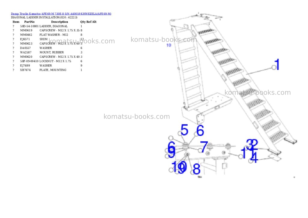Komatsu afe69-m 730e-8 s/n a40059 khwezela Parts catalog cover Page 10
