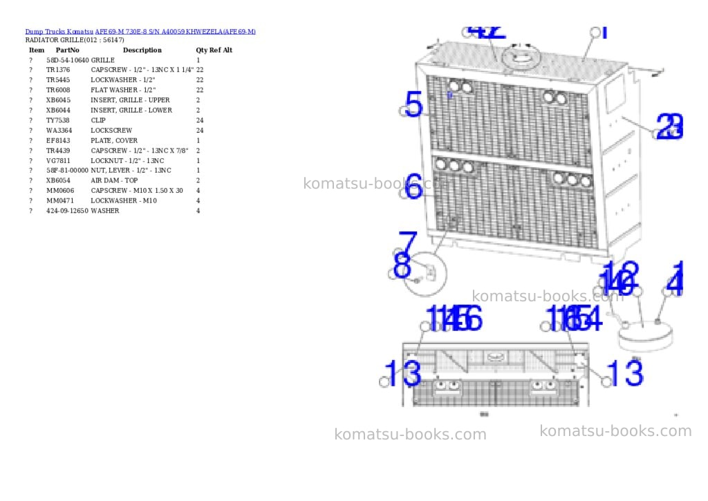 Komatsu afe69-m 730e-8 s/n a40059 khwezela Parts catalog cover Page 6