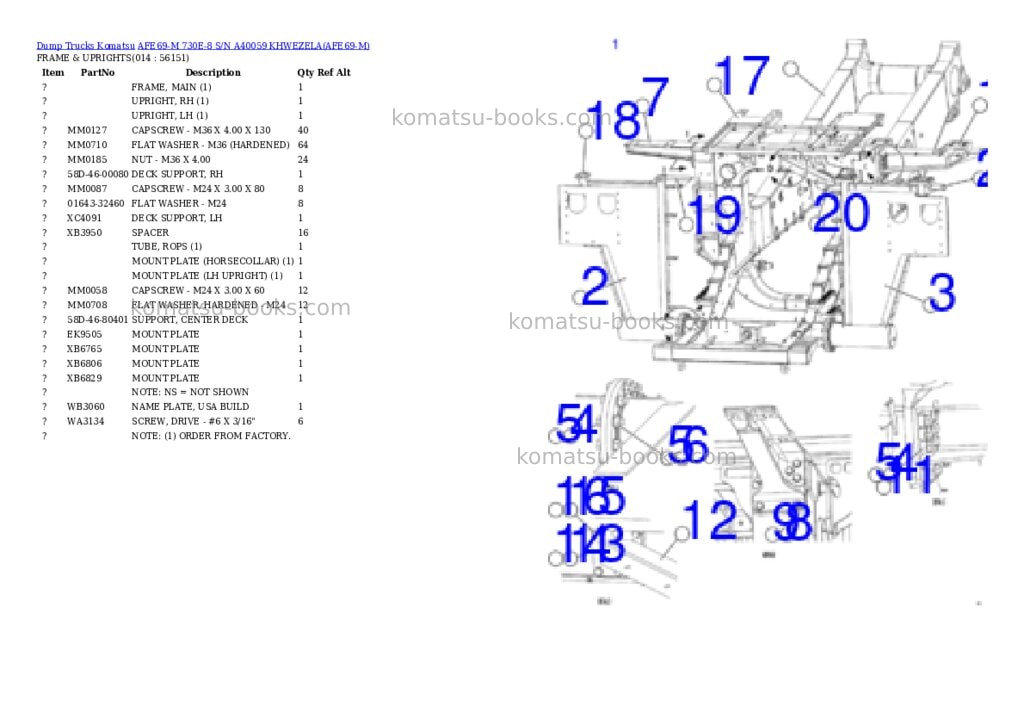 Komatsu afe69-m 730e-8 s/n a40059 khwezela Parts catalog cover Page 7
