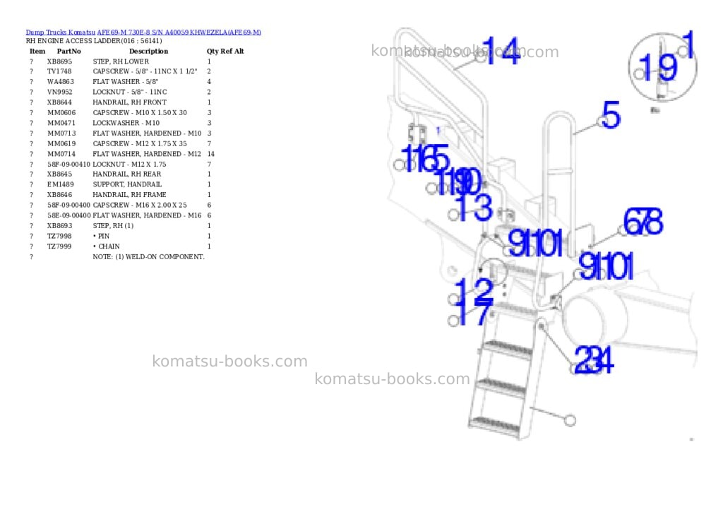 Komatsu afe69-m 730e-8 s/n a40059 khwezela Parts catalog cover Page 8